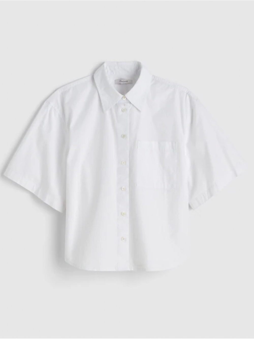 Madewell Cropped Utility Button-Up Shirt White Short Sleeve Women’s XL